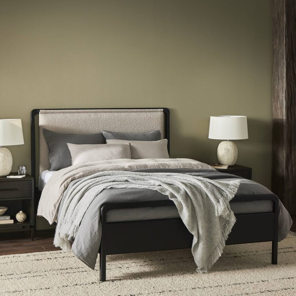 Rosedale Ebony Bed with Upholstered