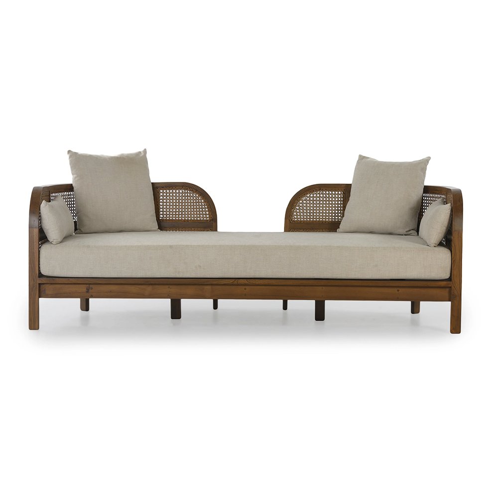 Nest Upholstered Sofa with Natural Cane