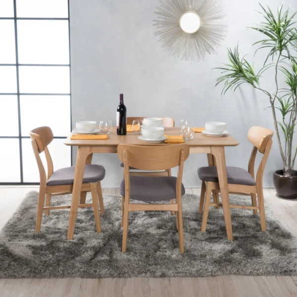 Iriat Mid-century Dining Table with 4 Chairs