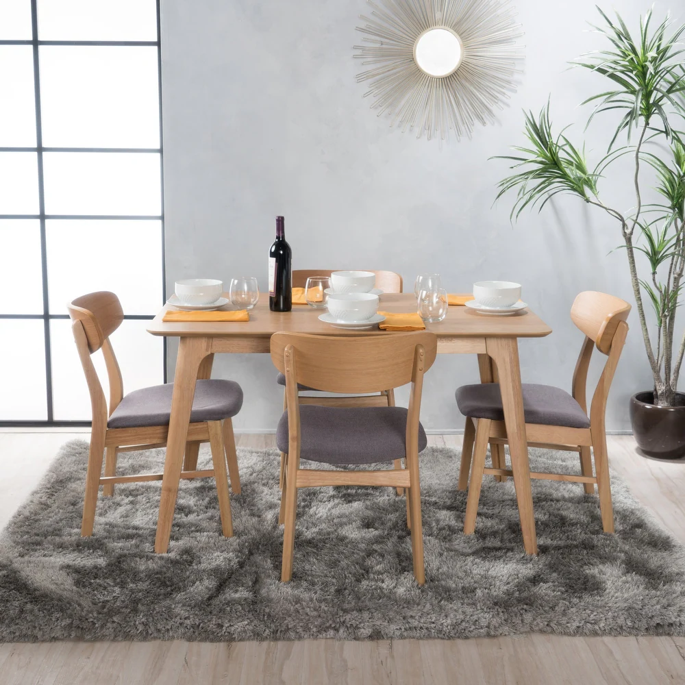 Iriat Mid-century Dining Table with 4 Chairs