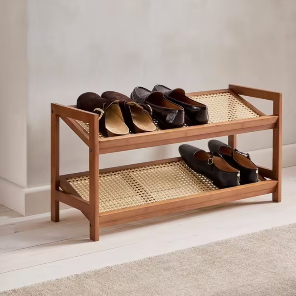 Poly Natural Cane Shoe Rack