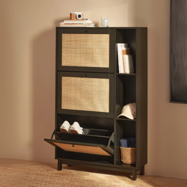 Rattan 3 Tier Shoe Storage Unit