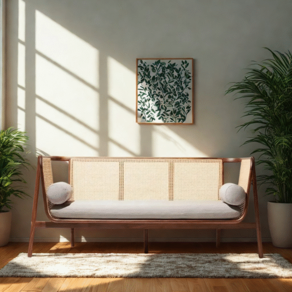 Berlin 3 Seater Natural Cane Sofa