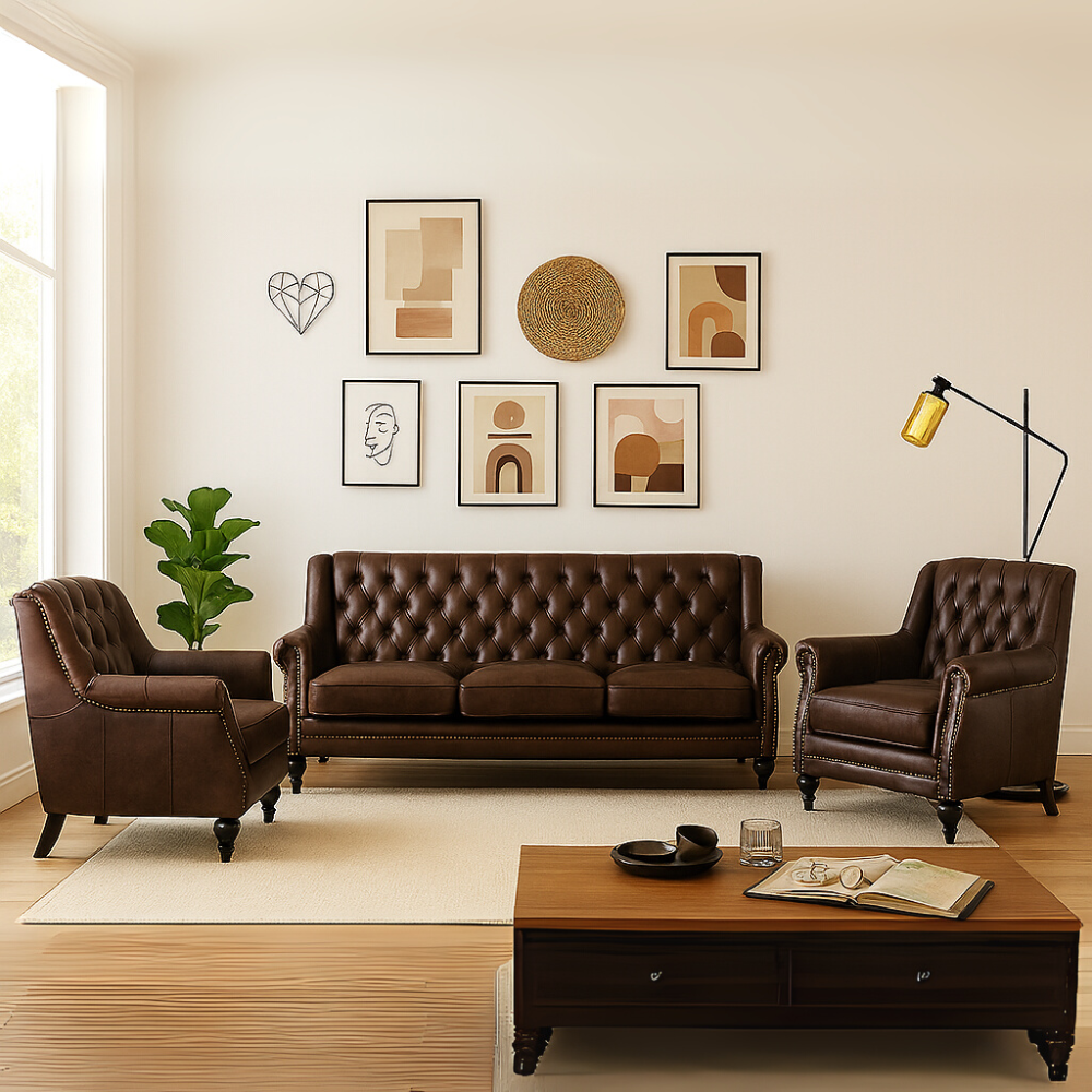 Tufted Ensemble Leather Sofa