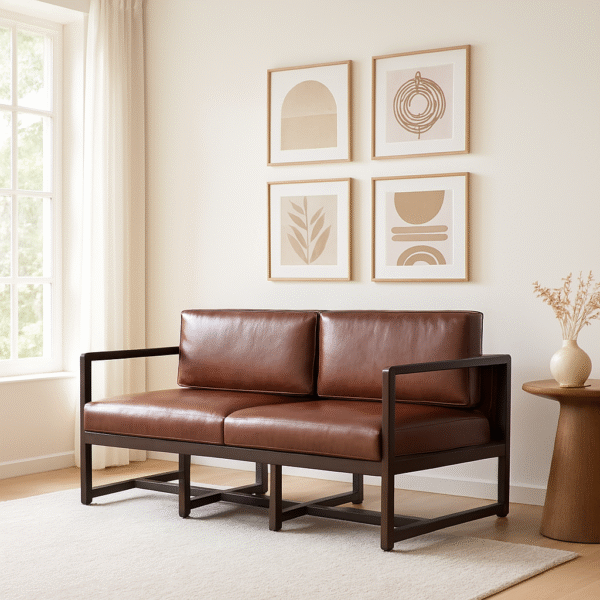 Rustic Edge Brown Leather Sofa