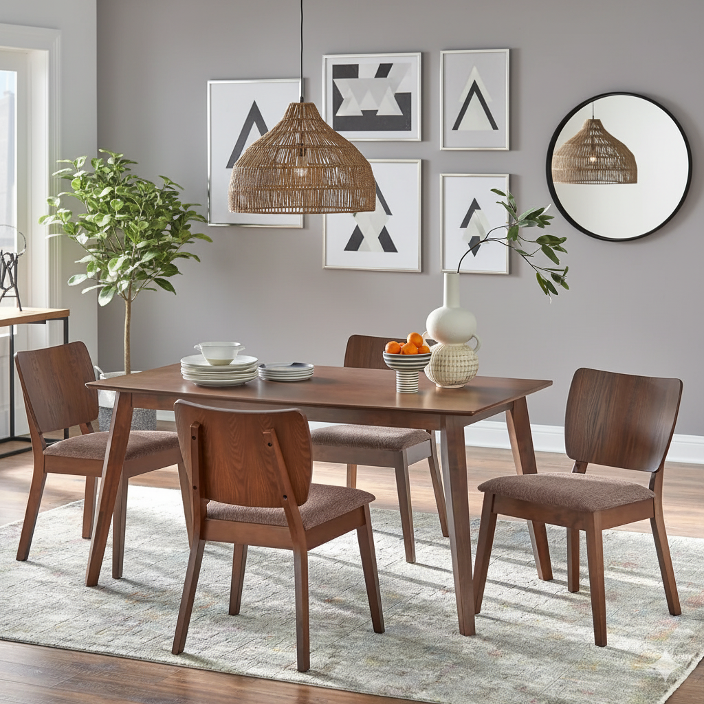 Mid-Century Dining Table with 4 Chairs