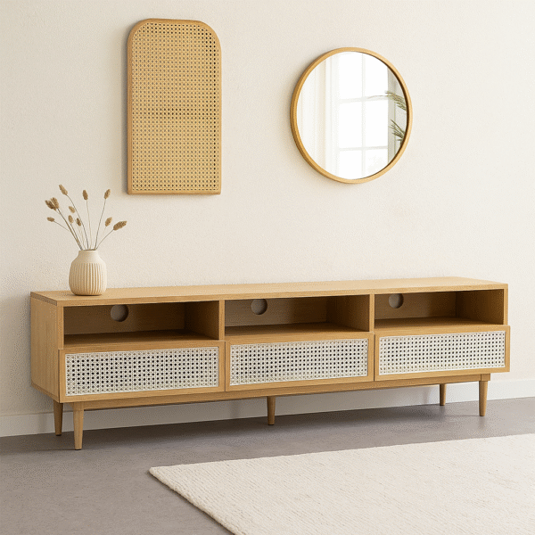 Natural Cane Media Cabinet