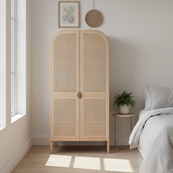 Natural Cane Double Wardrobe
