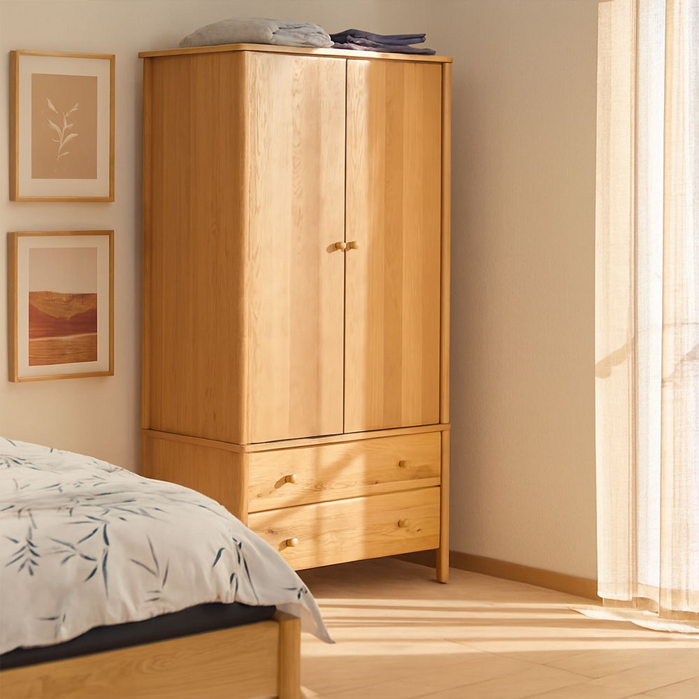 Spindle Double Wardrobe with 2 Drawers