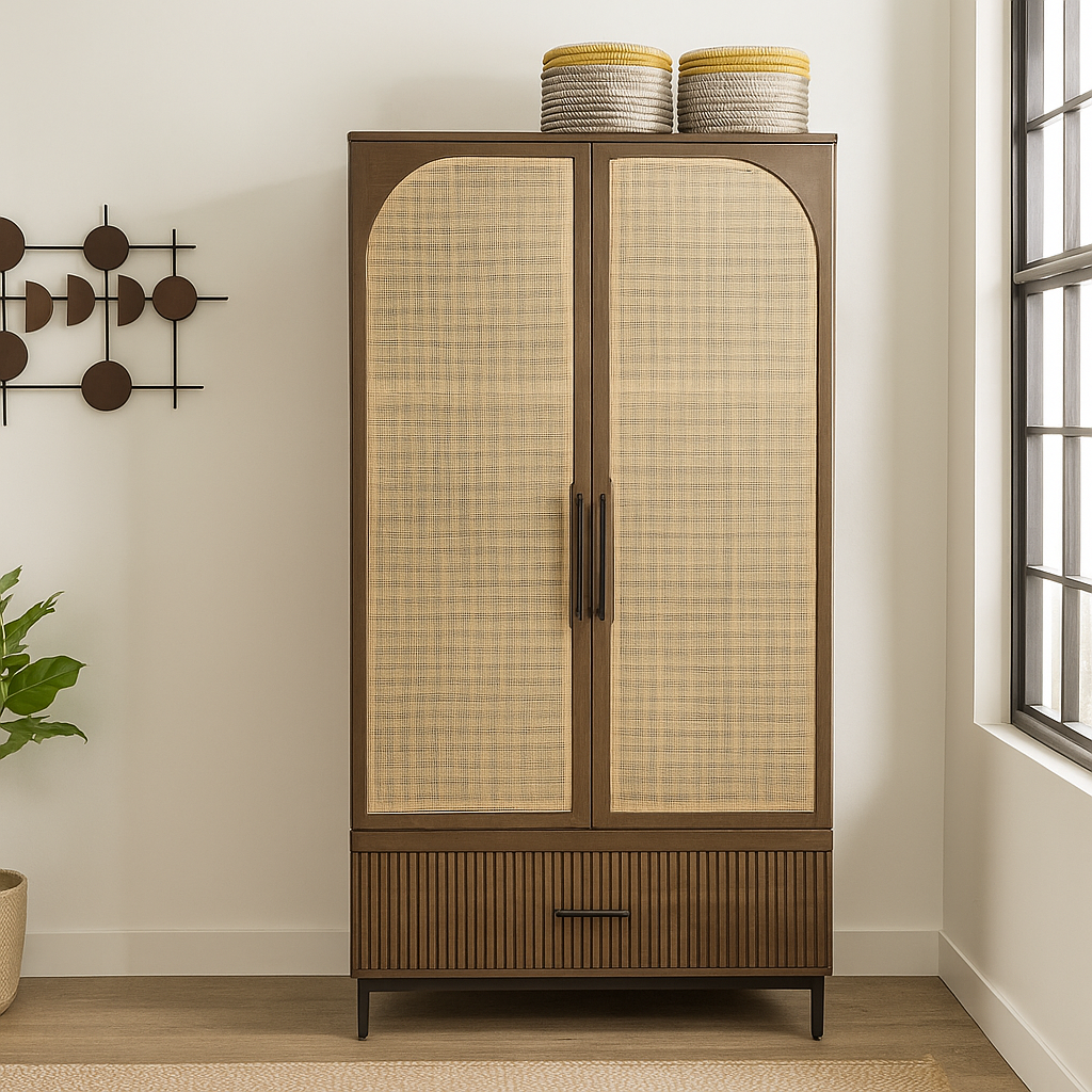 Rattan Arched Door Wardrobe